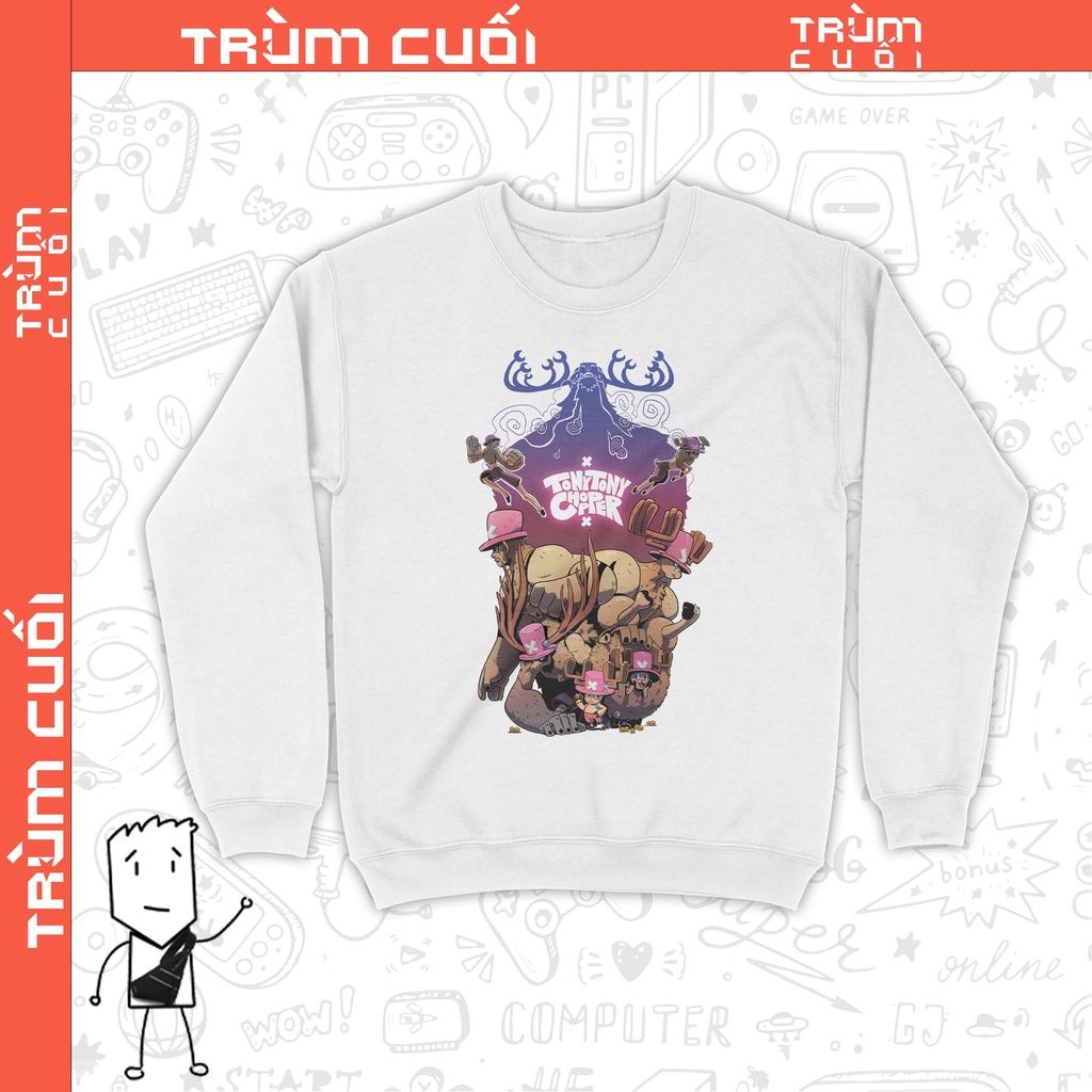  Áo Sweater Tony Tony Chopper - One Piece, Trùm Cuối Unisex Anime Cine, Nỉ Bông 100% 2 màu nam nữ 0161 