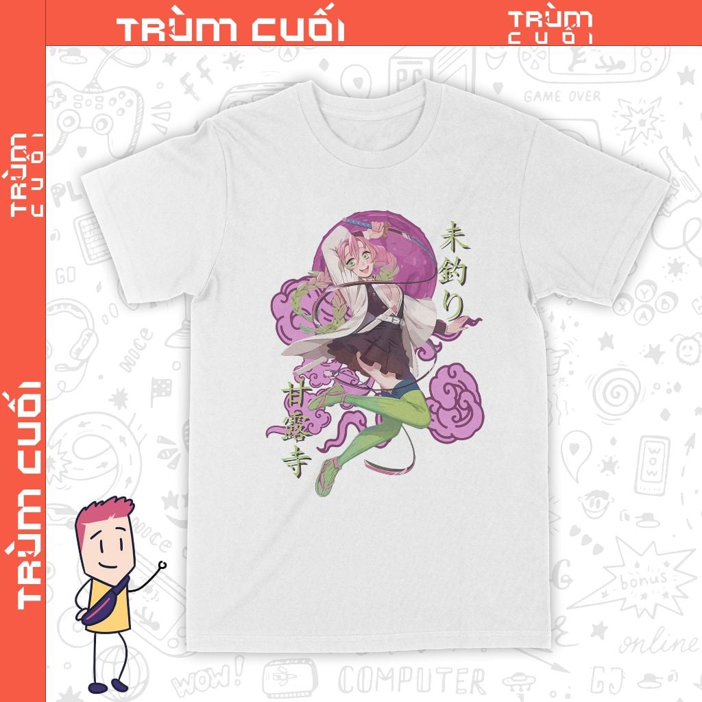  Áo thun Luyến Trụ - Mitsuri Kanroji: Kimetsu no Yaiba,Trùm Cuối Anime, Unisex Cotton 100% 2 màu nam nữ 0299 
