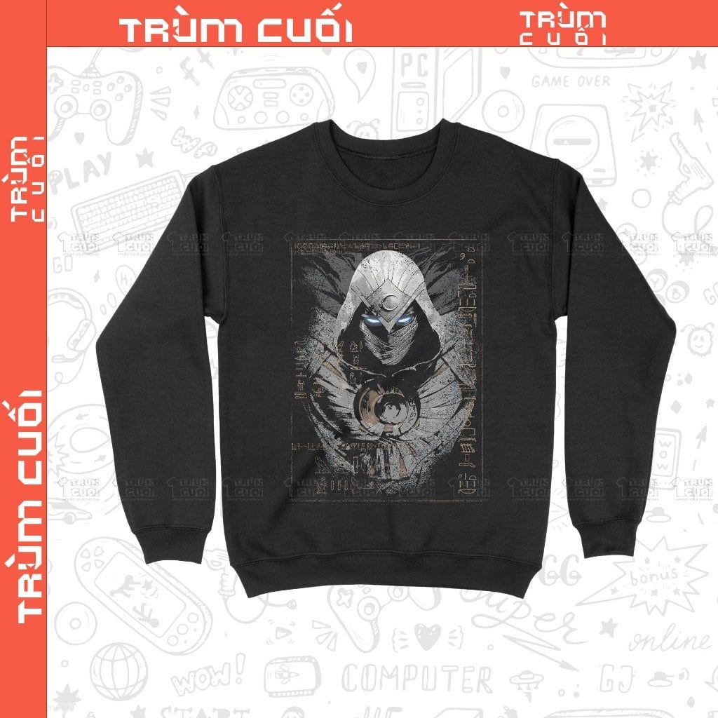  Áo Sweater Moon Knight - Hiệp Sĩ Ánh Trăng, Trùm Cuối Cine, Nỉ Bông 100% Unisex nam nữ 0422 