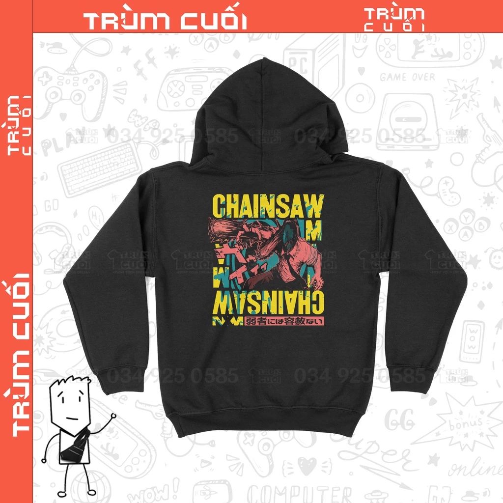  Áo Hoodie It's Chainsaw Time - Chainsaw Man, Trùm Cuối Unisex Anime Cine, Nỉ Bông 100% 2 màu nam nữ 0152 