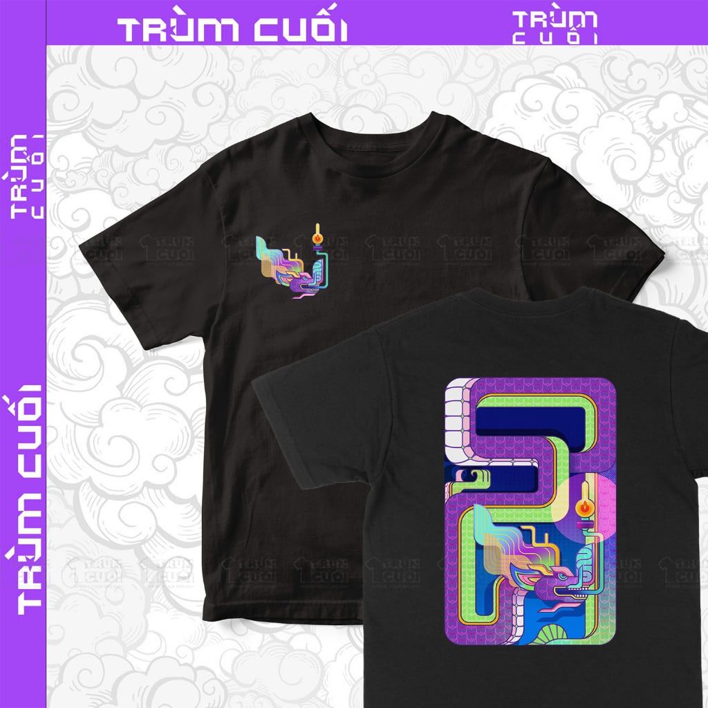  Áo thun 2 mặt Rồng Rắn Bắt Đèn, Trùm Cuối Đăng Hỏa Chi Thần 2024, Unisex Cotton 100% 2 màu nam nữ 0403 
