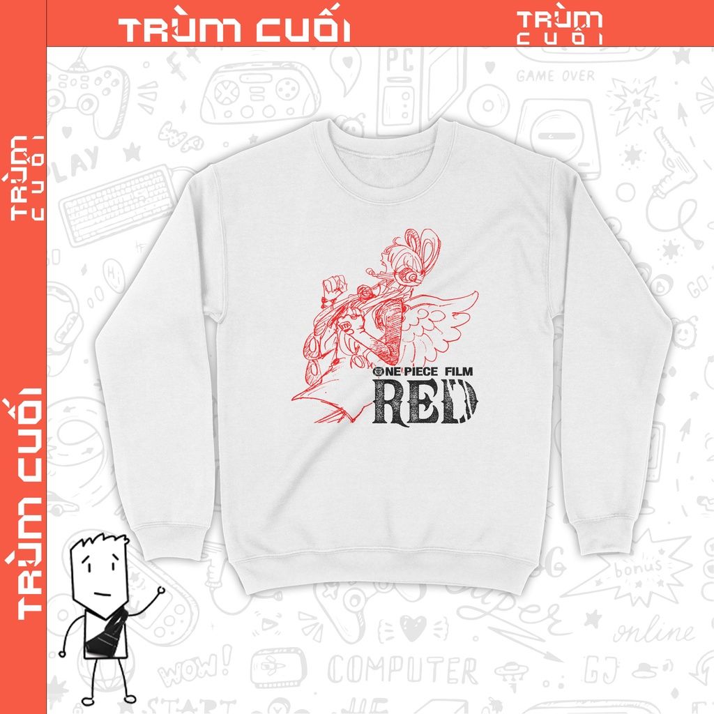 Áo Sweater Diva Uta - One Piece Red, Trùm cuối Anime Cine, Unisex Cotton 100% 2 màu nam nữ 0157 158 