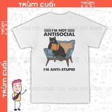  Áo thun 2 mặt Anti Social Cat, Trùm Cuối Casual Meme, Unisex Cotton 100% nam nữ 0306 