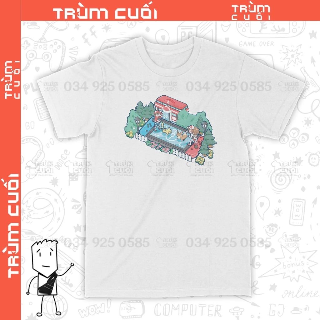  Áo thun Pokemon Switch, Trùm Cuối Game, Unisex Cotton 100% 2 màu nam nữ 0211 