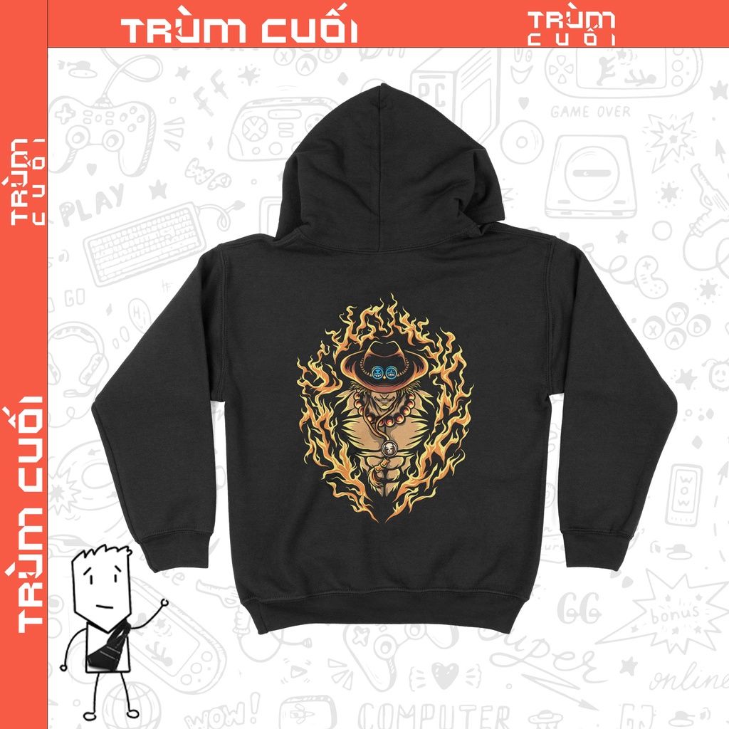 Áo Hoodie Hỏa Quyền Ace - One Piece, Trùm Cuối Anime Cine, Nỉ Bông 100% 2 màu nam nữ 0154 