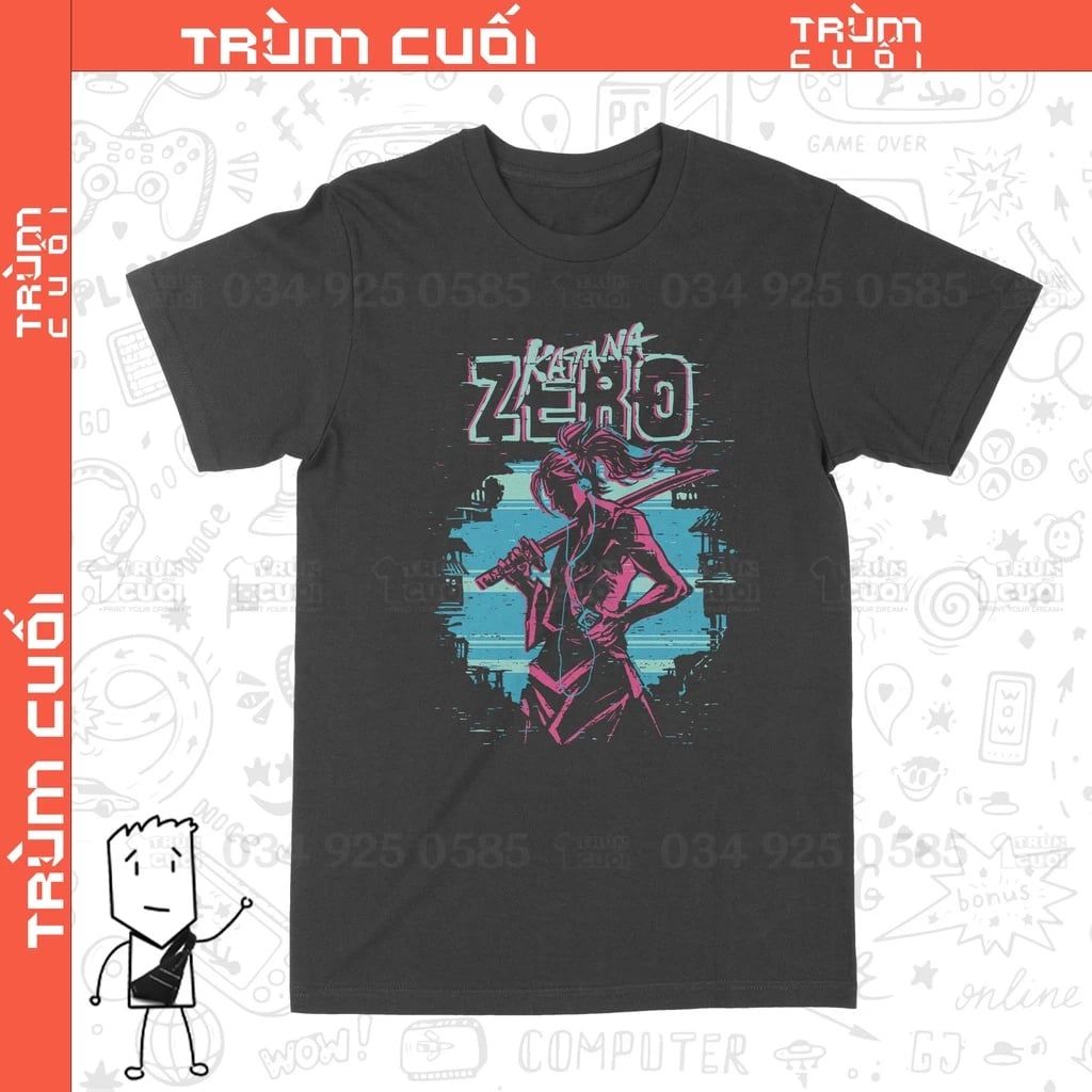  Áo thun Katana Zero Trùm Cuối Game, Cotton 100% 2 màu nam nữ 0150 