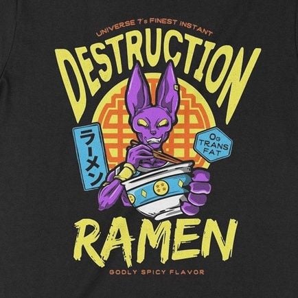  Áo thun Beerus Ramen - Dragon Ball, Trùm Cuối Anime, Unisex Cotton 100% 2 màu nam nữ 0051 