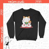  12 Áo Sweater Mèo Thần Tài Ngồi Chơi, Trùm Cuối 2023, Nỉ Bông 100% 2 màu nam nữ 0198 13 