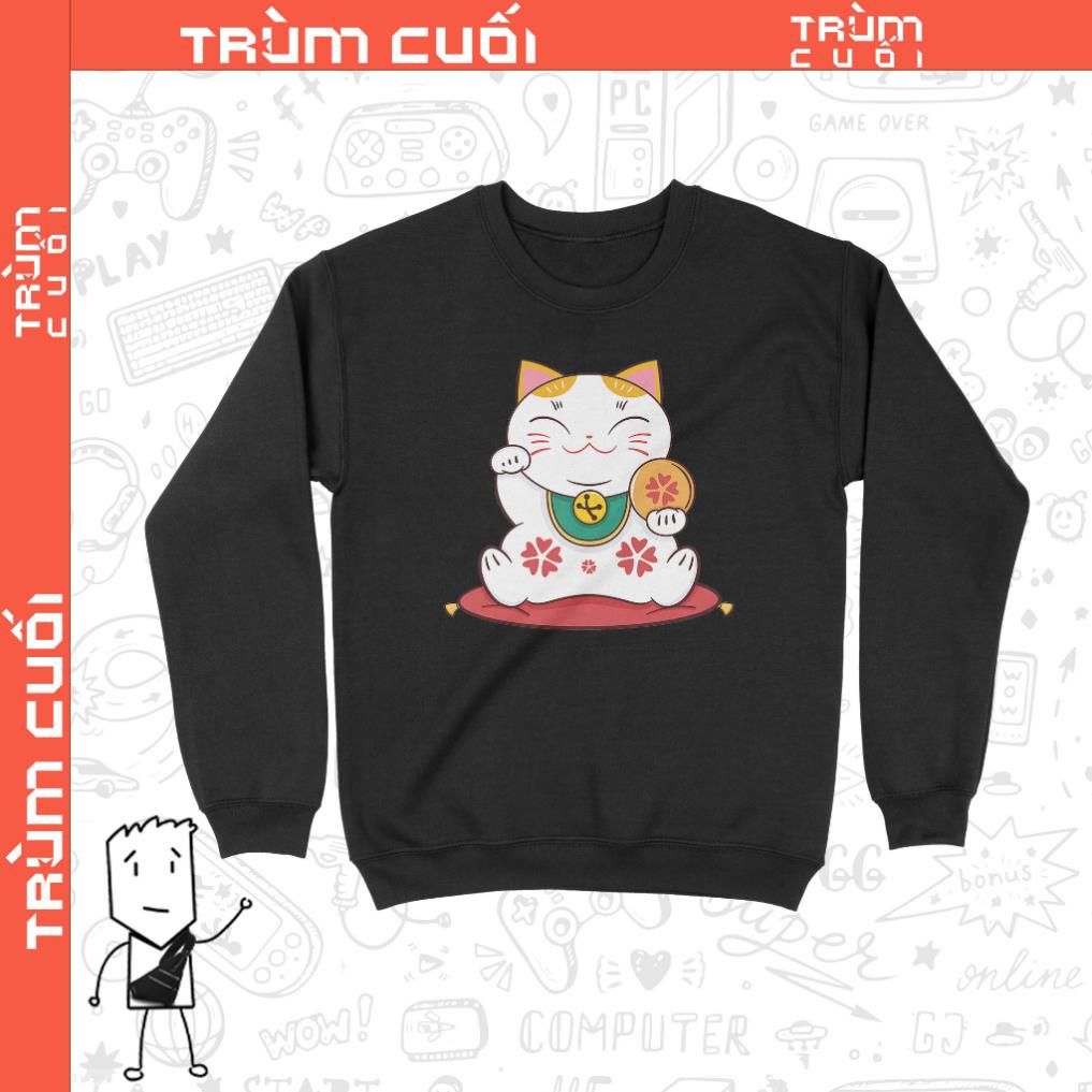  12 Áo Sweater Mèo Thần Tài Ngồi Chơi, Trùm Cuối 2023, Nỉ Bông 100% 2 màu nam nữ 0198 13 