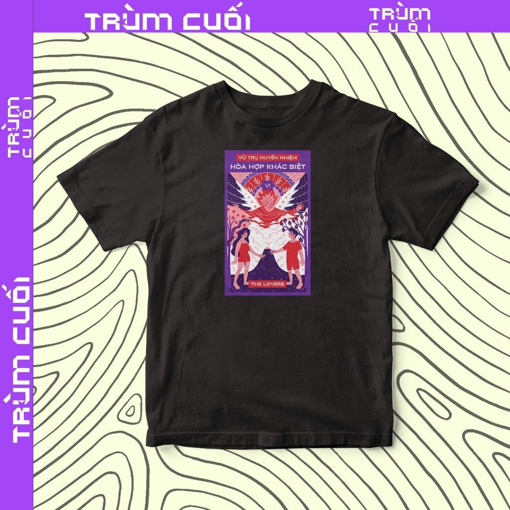  Áo thun Tarot - The Lovers, Firewood x Trùm Cuối, Unisex Cotton 100% 2 màu nam nữ 