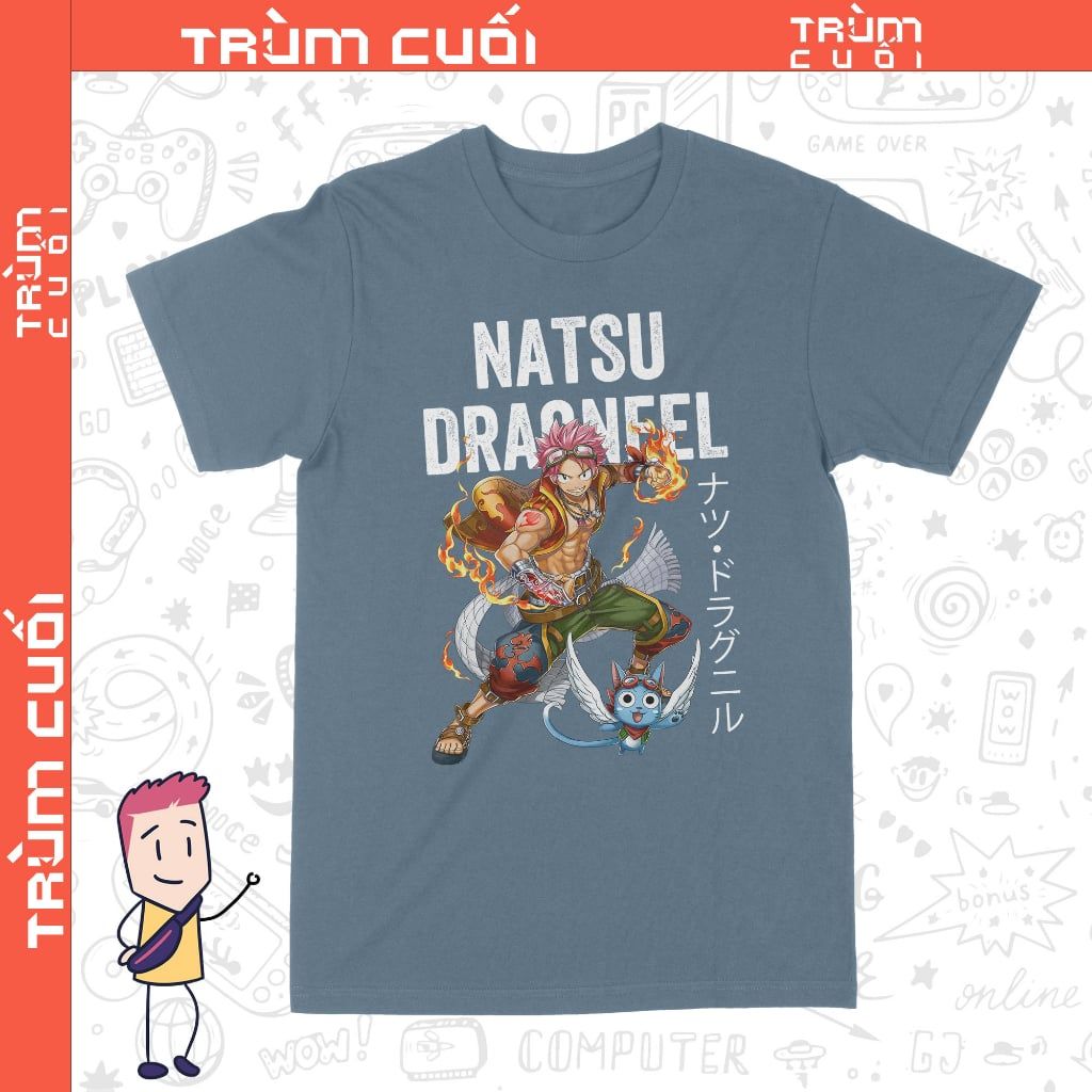  Áo thun Natsu - Fairy Tails, Trùm Cuối Anime, Unisex Cotton 100% 2 màu nam nữ 0341 