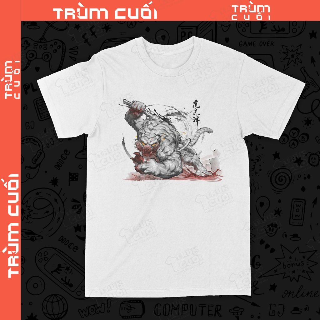  Áo thun Hổ Tiên Phong - Black Myth: Wukong, Trùm Cuối Game, Unisex Cotton 100% 4 màu nam nữ 0440 