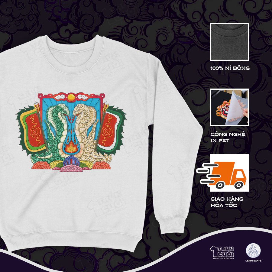  Áo sweater Quan Xà Thần - Tứ Phủ, Trùm Cuối x Đăng Hoả Chi Thần - Tết 2025, Nỉ Bông 100% Unisex 