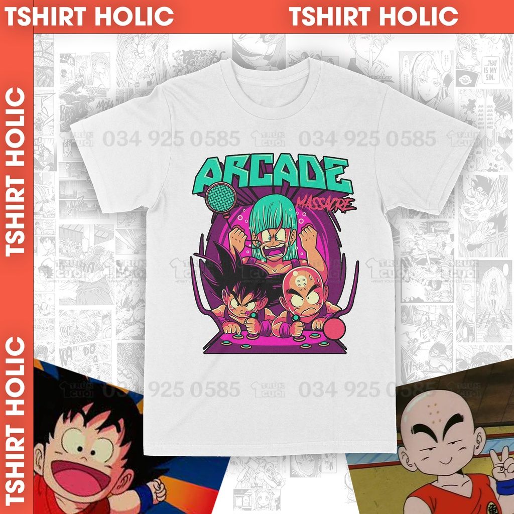  Áo thun GOKU AND KRILLIN ARCADE, Trùm Cuối Anime, Cotton 100% 2 màu nam nữ 0059 