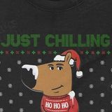  Áo sweater Chill Guy Xmas, Trùm Cuối Meme, Nỉ Bông 100% Unisex nam nữ 0449 