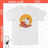  Áo thun Mèo Thần Tài Nằm Thảnh Thơi, Trùm Cuối 2023, Unisex Cotton 100% 2 màu nam nữ 0197 