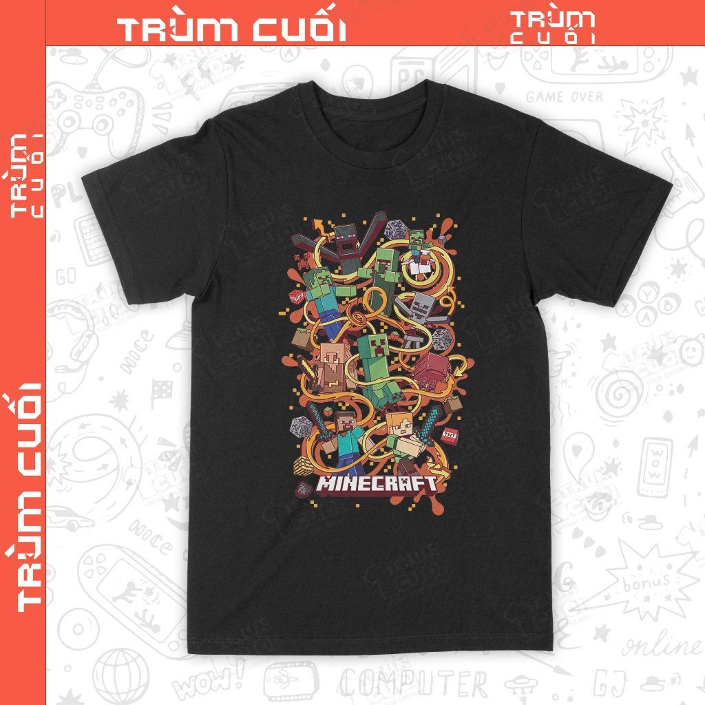  Áo thun Minecraft - Graffity, Trùm Cuối Game, Unisex Cotton 100% 2 màu nam nữ 0435 