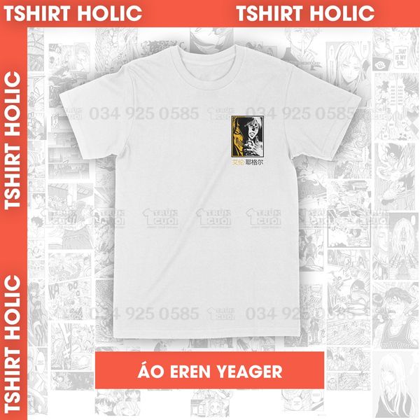  Áo thun Attack on Titan: Eren Yeager, Trùm Cuối Anime, Unisex Cotton 100% 2 màu nam nữ 