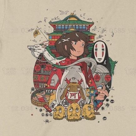  Áo thun Sprited Away - Ghibli Unisex Trùm Cuối Anime Cine, Cotton 100% 2 màu nam nữ 0104 