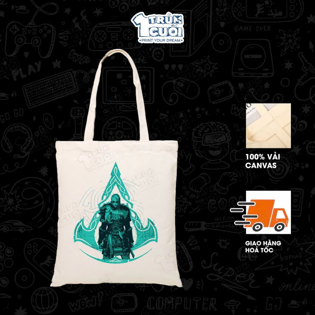  Túi Tote Game, Trùm Cuối 2025, 100% vải Canvas 35x40 cm - Unisex Nam Nữ 2 màu đen trắng 