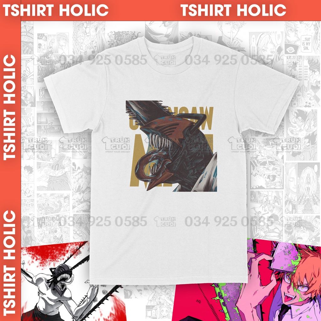  Áo thun Chainsaw Man Unisex Trùm Cuối Manga Anime, Cotton 100% 2 màu nam nữ 0019 