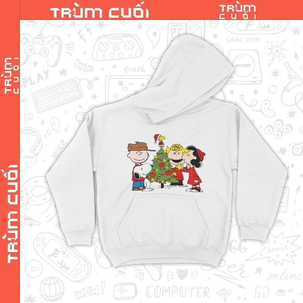 Áo Hoodie Xmas Snoopy và Những người bạn, Trùm Cuối Christmas Festival, Nỉ Bông 100% Unisex nam nữ 0371 