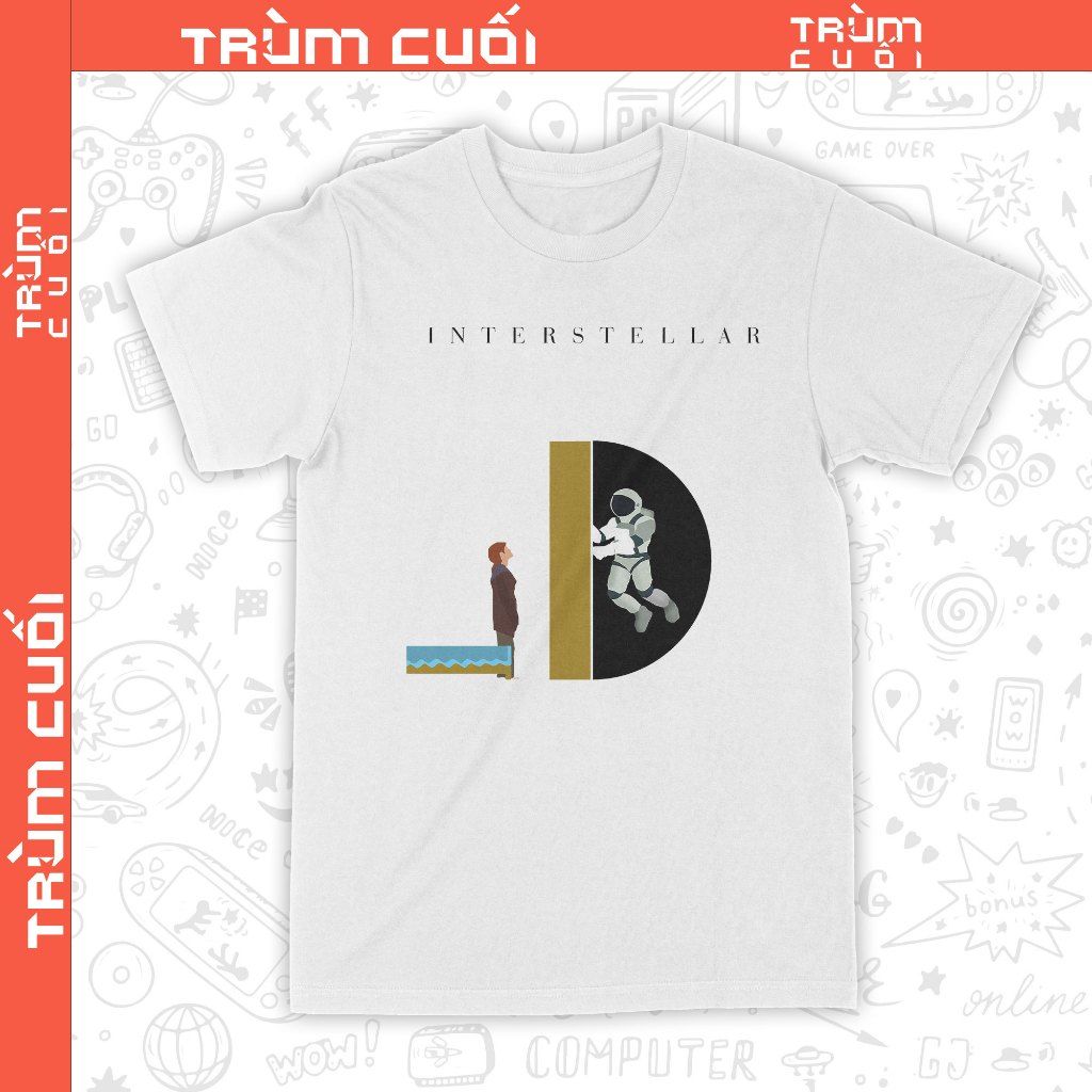  Áo thun phim Interstellar - Du Hành Liên Sao, Trùm Cuối Cine, Unisex Cotton 100% 2 màu nam nữ 0366 