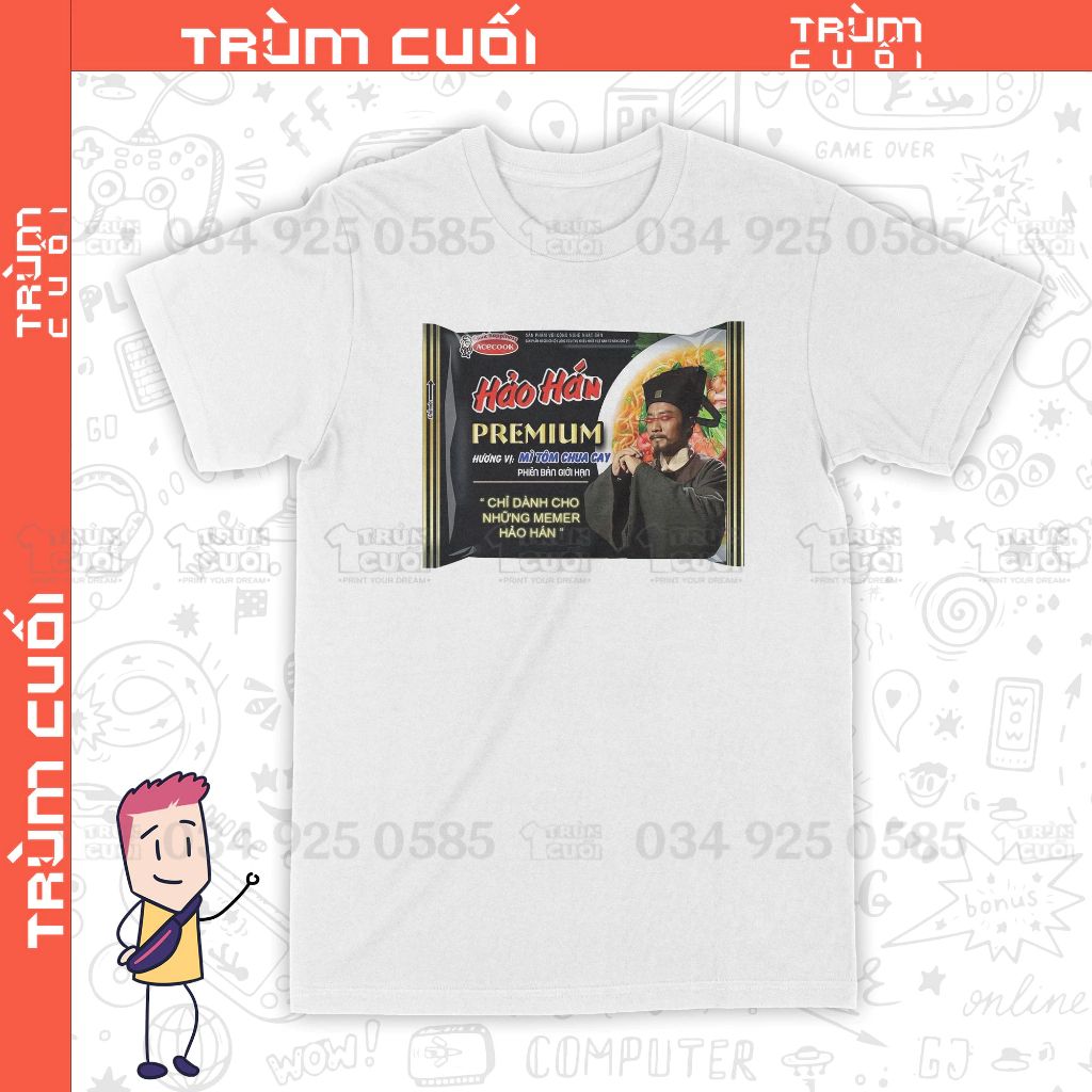  Áo thun Mì Hảo Hán, Trùm Cuối Meme, Unisex Cotton 100% 2 màu nam nữ 0308 