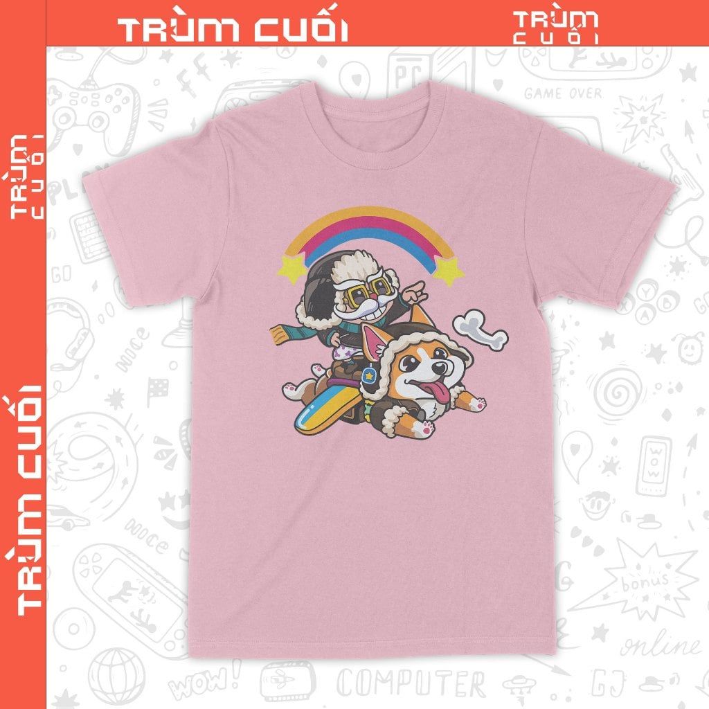  Áo thun Corki Phi Công Corgi, Trùm Cuối Game Liên Minh, Unisex Cotton 100% 2 màu nam nữ 0433 