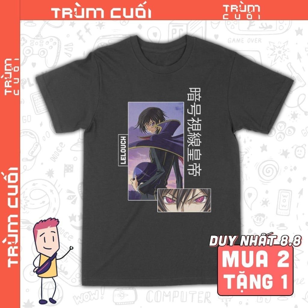  Áo thun Lelouch - Code Geasss, Trùm Cuối Anime, Unisex Cotton 100% 6 màu nam nữ 0333 