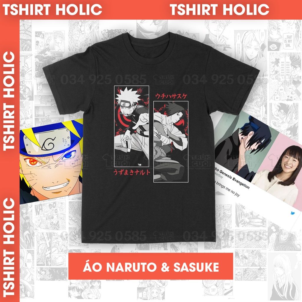 Áo thun Naruto và Sasuke Unisex Trùm Cuối Anime, Cotton 100% 2 màu nam nữ 0008 