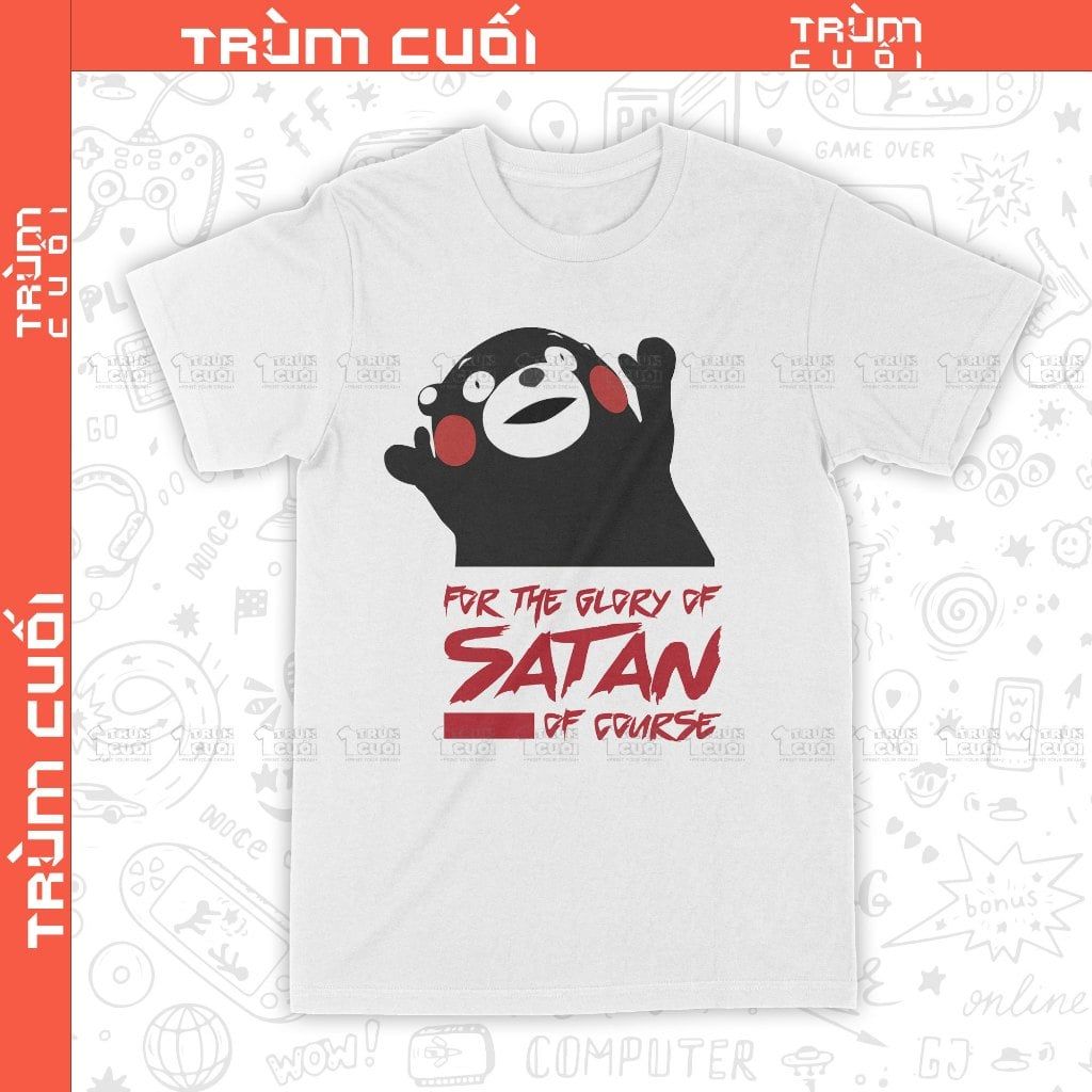  Áo thun Gấu Kumamon Satan, Trùm Cuối Meme Animal, Unisex Cotton 100% 2 màu nam nữ 0421 