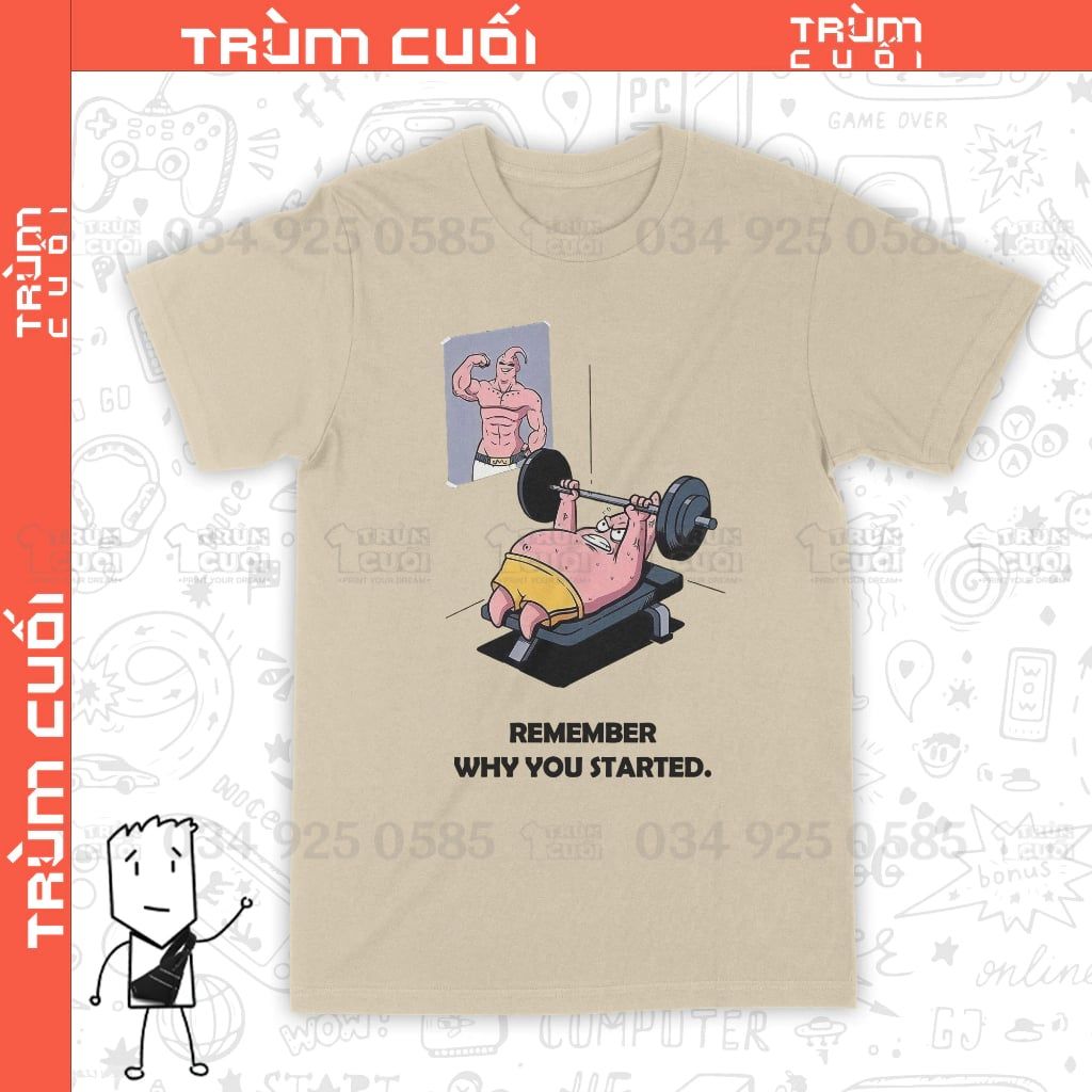  Áo thun Patrick Star Nỗ Lực, Trùm Cuối Cartoon, Unisex Cotton 100% 2 màu nam nữ 0316 