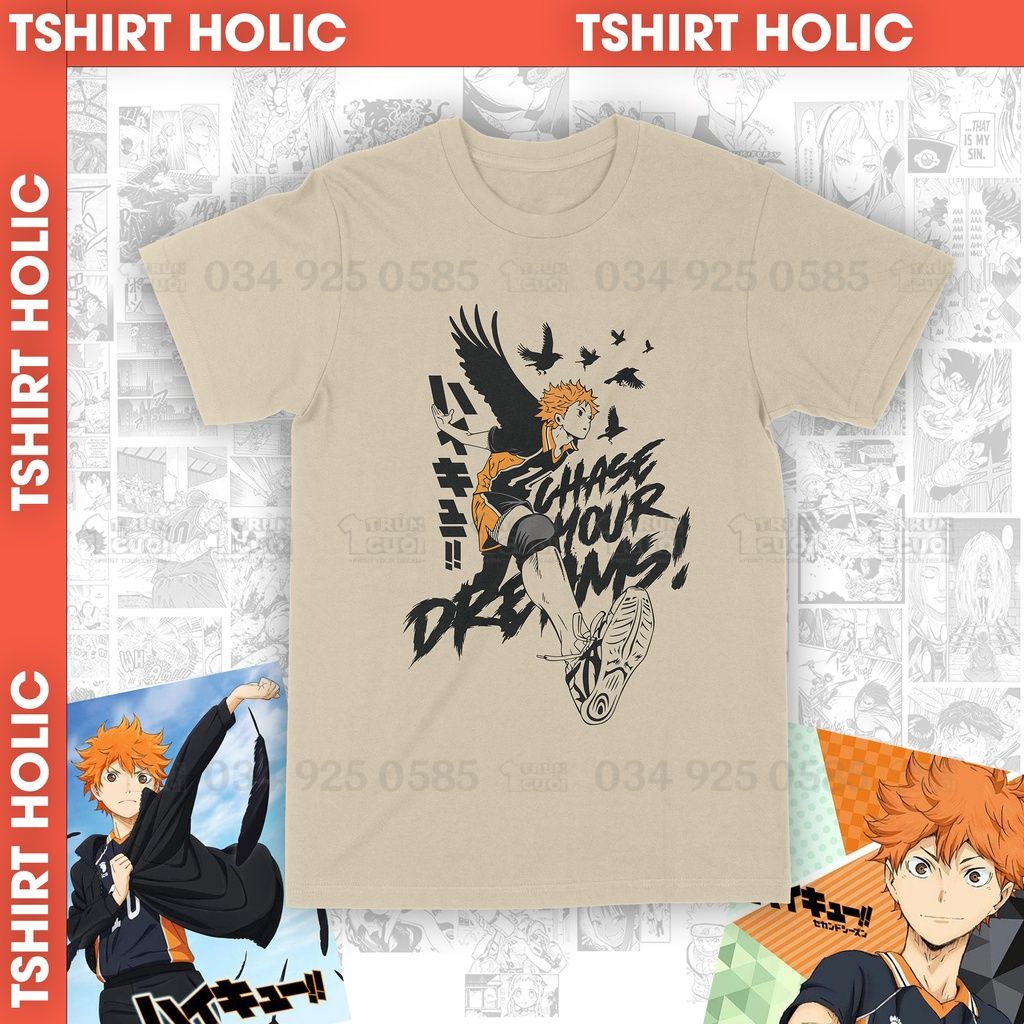  Áo thun Hinata Shoyo – Chàng khổng lồ tí hon Haikyu!! Unisex Trùm Cuối Anime, Cotton 100% 2 màu nam nữ 0057 