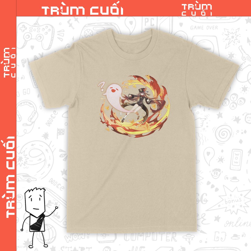  Áo thun Hu Tao - Ước Nguyện, Trùm Cuối Game Genshin, Cotton 100% 2 màu nam nữ 0254 