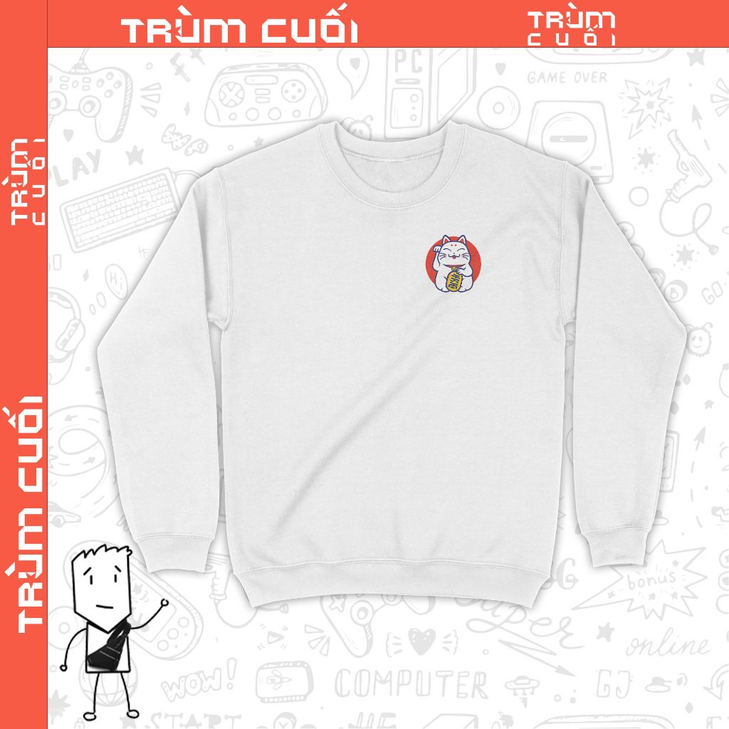  Áo Sweater Mèo Thần Tài MINI, Trùm Cuối 2023, Unisex Nỉ Bông 100%, 2 màu nam nữ 0199 