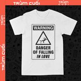  Áo thun WARNING Danger of Falling, Trùm Cuối Meme, Unisex Cotton 100% 2 màu nam nữ 0432 