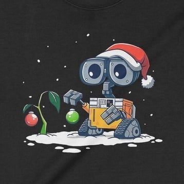  Áo Sweater Wall-E Giáng Sinh, Trùm Cuối Christmas Cine, Unisex Nỉ Bông 100%, 2 màu nam nữ 0181 