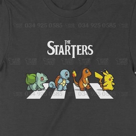  Áo thun The Starters - Pokemon, Trùm Cuối Anime, Unisex Cotton 100% 2 màu nam nữ 0038 