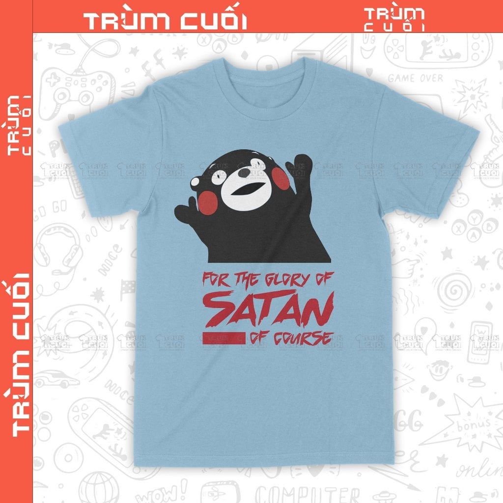  Áo thun Gấu Kumamon Satan, Trùm Cuối Meme Animal, Unisex Cotton 100% 2 màu nam nữ 0421 