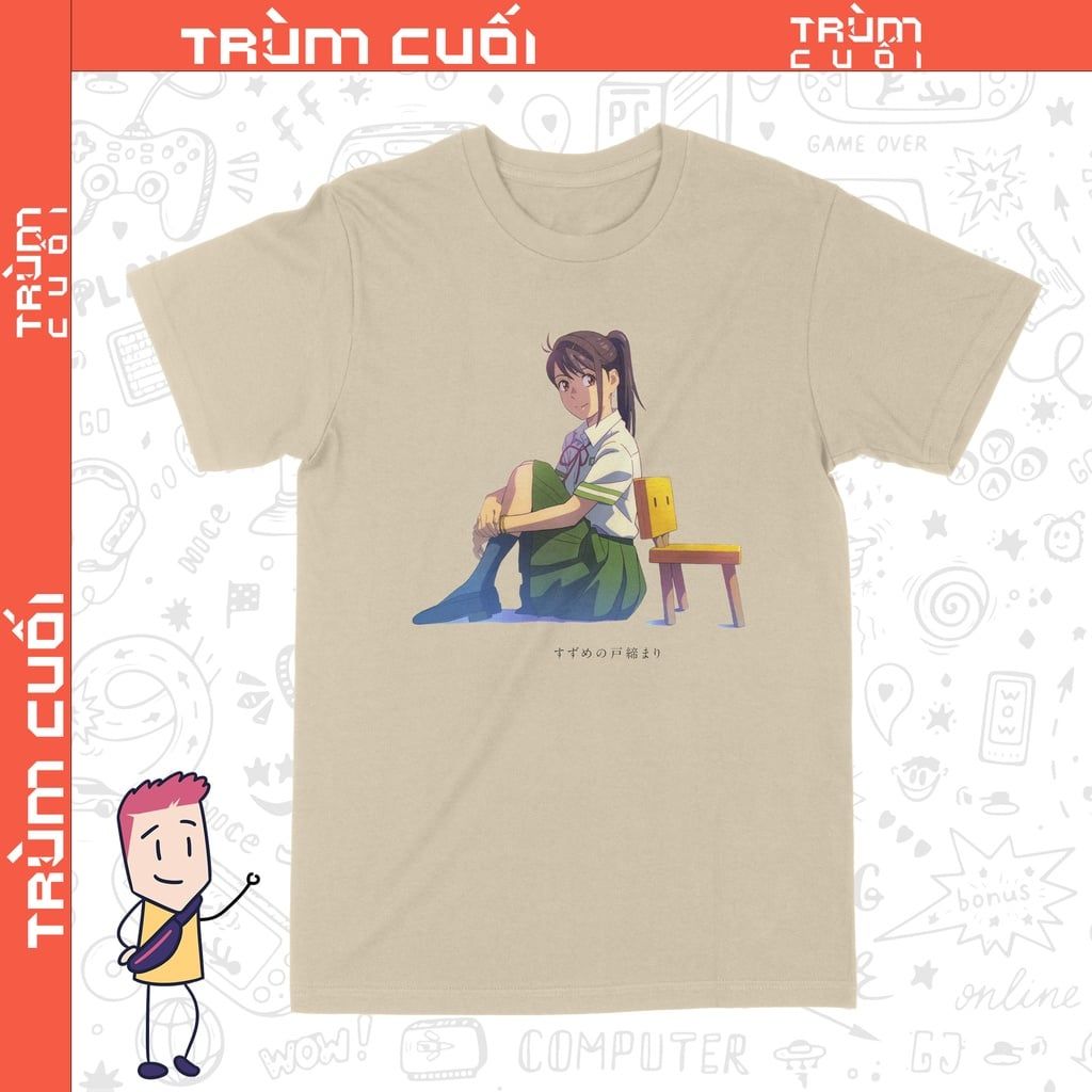  Áo thun Suzume Iwato - Khóa chặt cửa nào Suzume, Trùm cuối Anime Cine, Unisex Cotton 100% 2 màu nam nữ 0245 