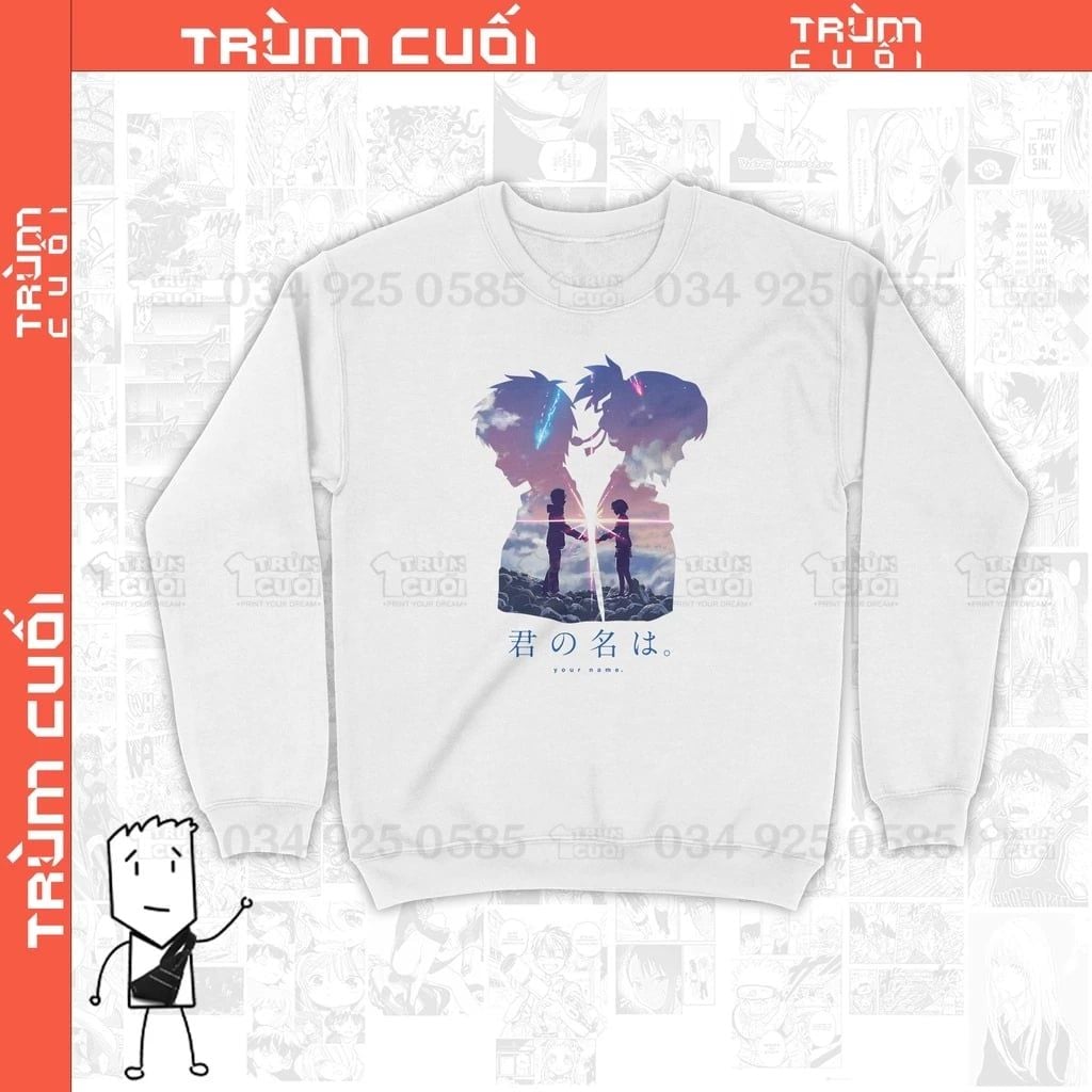  Áo Sweater Your Name – Tên cậu là gì? Trùm cuối  Anime Cine, Cotton 100% 2 màu nam nữ 0108 