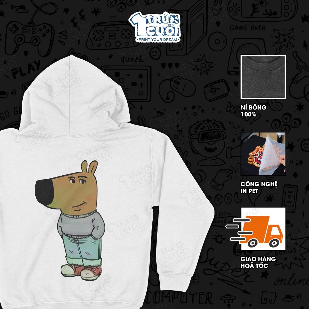  Áo Hoodie 2 mặt Anh chàng thư thái - just a chill guy, Trùm Cuối Meme, Nỉ Bông 100% Unisex nam nữ 0447 