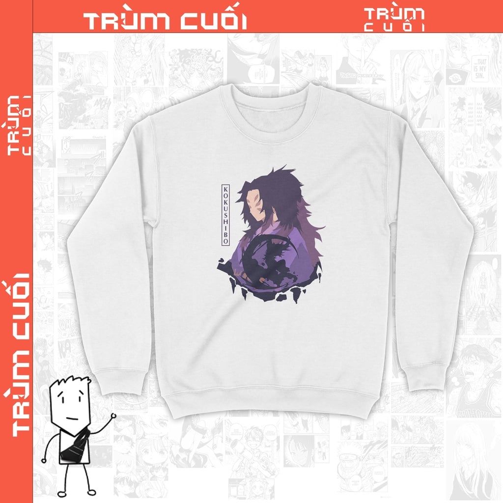  Áo Sweater Kokushibo - Kimetsu Yaiba, Trùm Cuối Anime, Unisex Nỉ Bông 100% 2 màu nam nữ 0047 