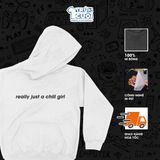  Áo Hoodie 2 mặt Cô nàng thư thái - just a chill girl, Trùm Cuối Meme, Nỉ Bông 100% Unisex nam nữ 0448 