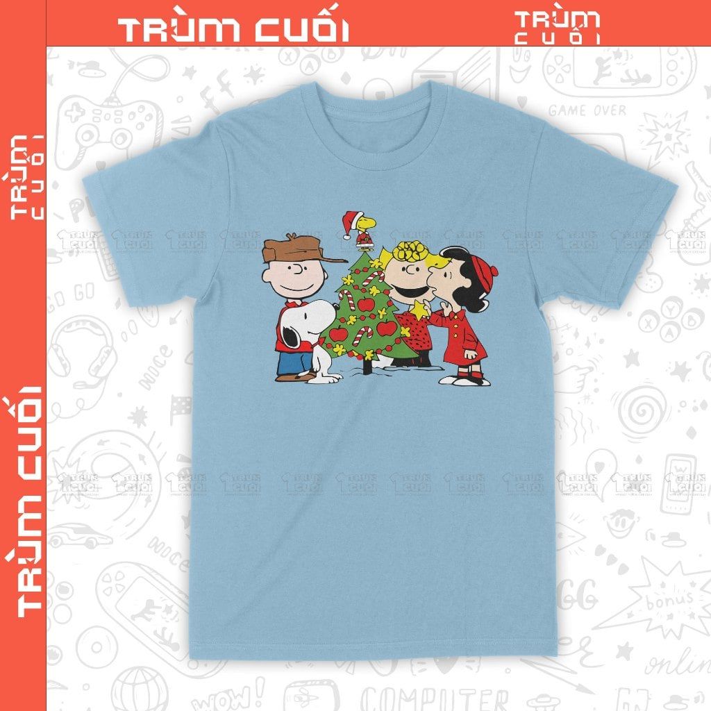  Áo thun Xmas Snoopy và Những người bạn, Trùm Cuối Christmas Festival, Unisex Cotton 100% 2 màu nam nữ 0382 