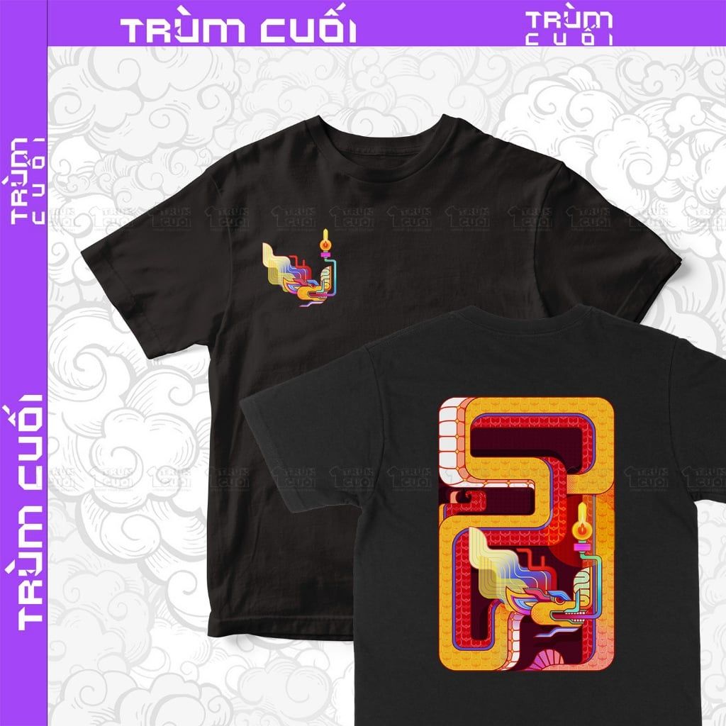  Áo thun 2 mặt Rồng Rắn Bắt Đèn, Trùm Cuối Đăng Hỏa Chi Thần 2024, Unisex Cotton 100% 2 màu nam nữ 0403 