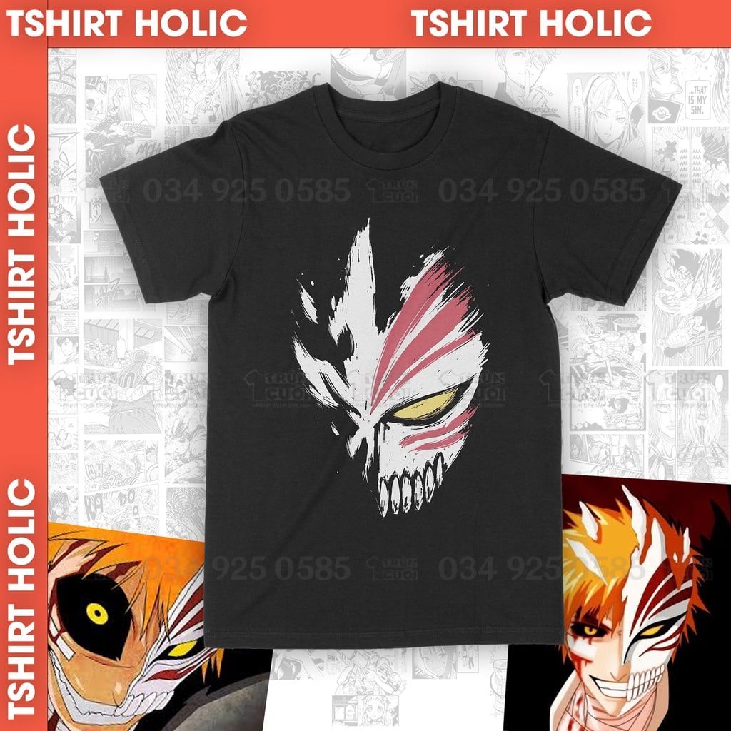  Áo thun Mặt nạ quỷ Ichigoo - Unisex Trùm Cuối Anime, Cotton 100% 2 màu nam nữ 0016 