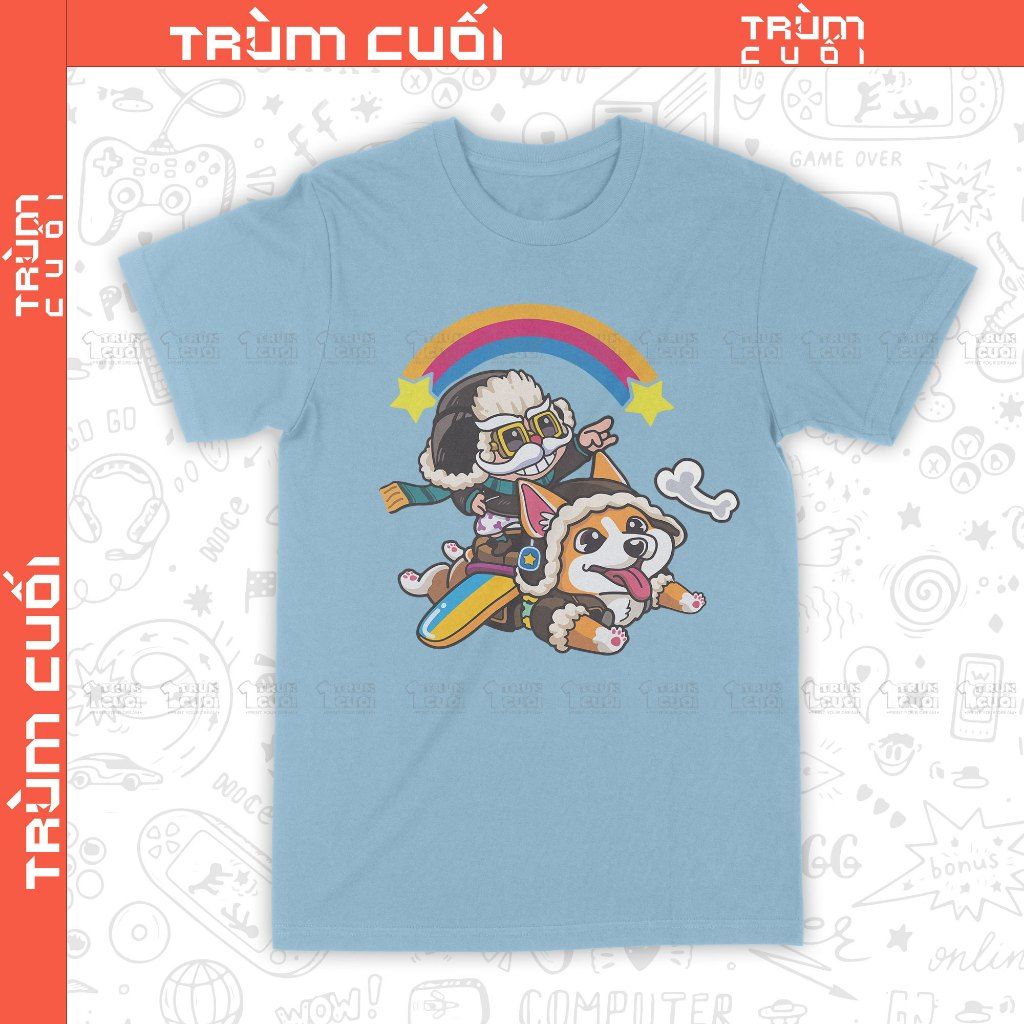  Áo thun Corki Phi Công Corgi, Trùm Cuối Game Liên Minh, Unisex Cotton 100% 2 màu nam nữ 0433 