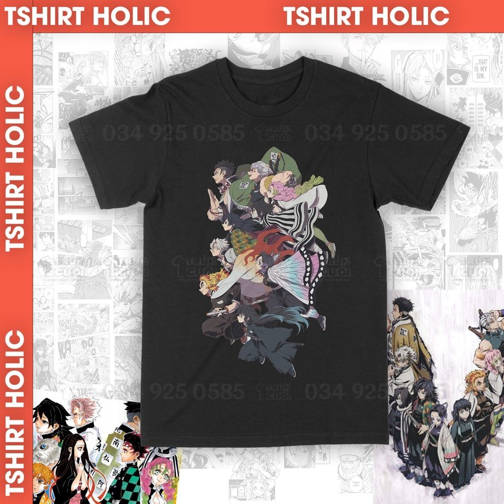  Áo thun Cửu trụ - Kimetsu Yaiba Unisex Trùm Cuối Anime, Cotton 100% 2 màu nam nữ 0056 